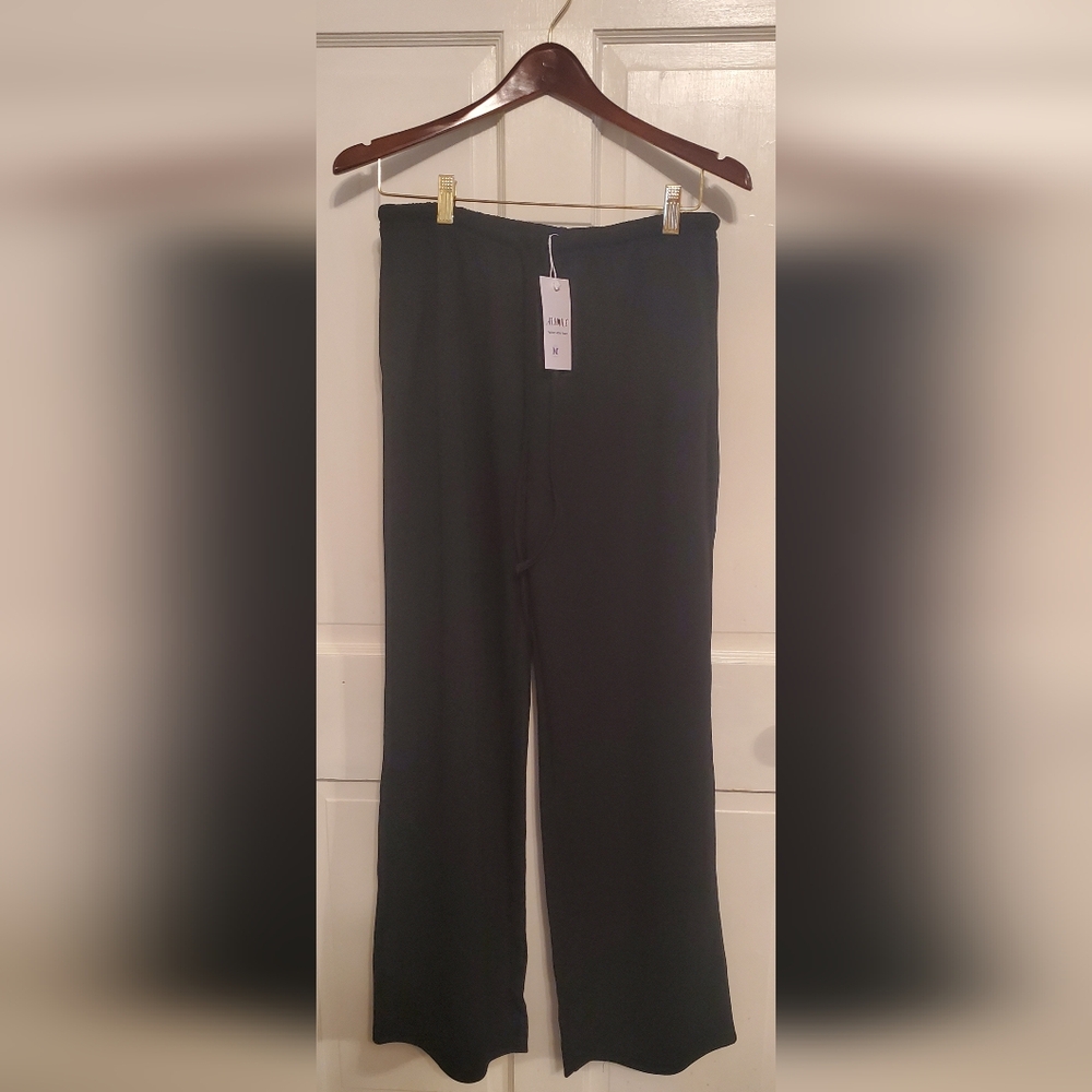 Athmile Womens Sweatpants Wide Leg Low Waist Draw String Black Medium NEW